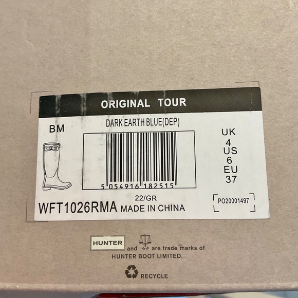 Hunter Original Tour rain boots Dark Earth Blue US Size 6, EU Size 37, UK 4 - Picture 10 of 11